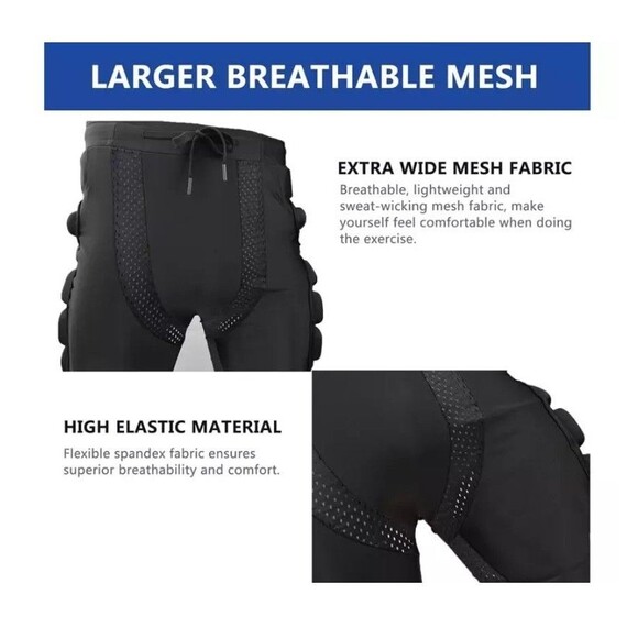 OHOHAI Padded Sports Shorts Hip Protective 0.98'' Extra Thick 3D, Black, S BIN 1 - Picture 6 of 11